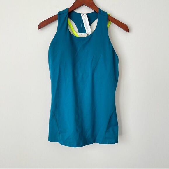 Fabletics Kessler Built In Bra Workout Athleisure Tank Top Teal S / 6 - Picture 4 of 9